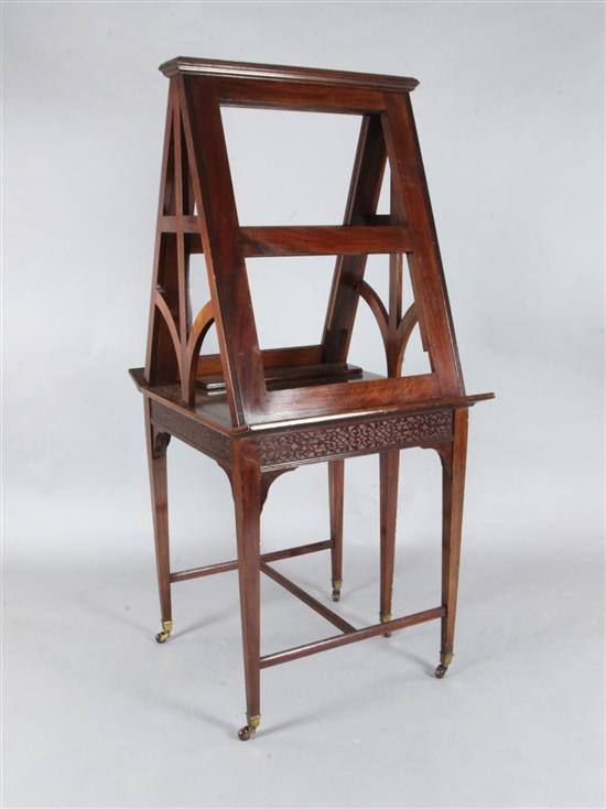 A late Victorian mahogany telescopic folio stand, H.5ft 11in.